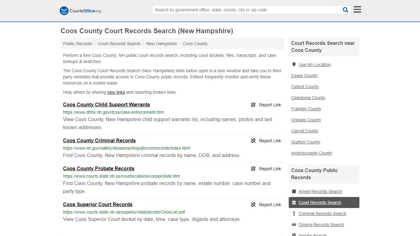 Coos County Court Records Search (New Hampshire) - County Office