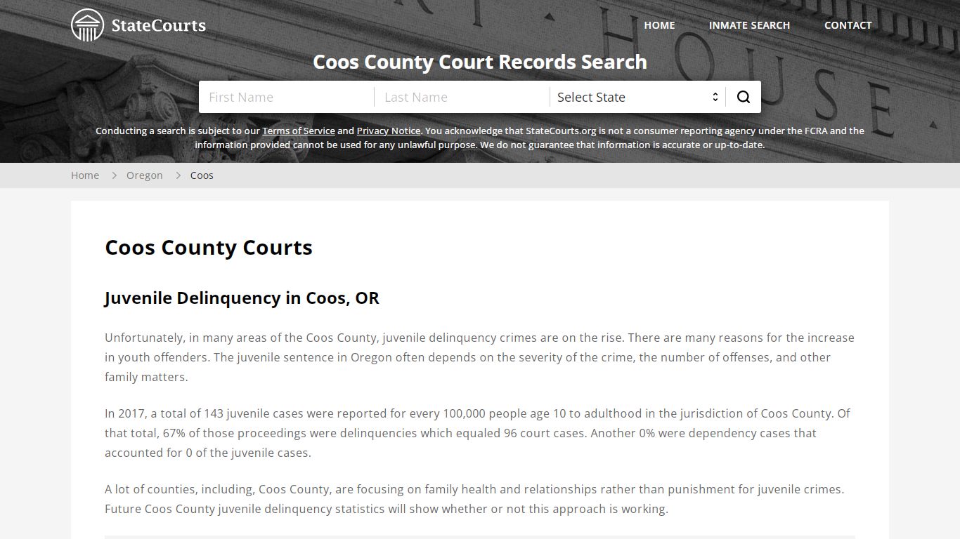 Coos County, OR Courts - Records & Cases - StateCourts