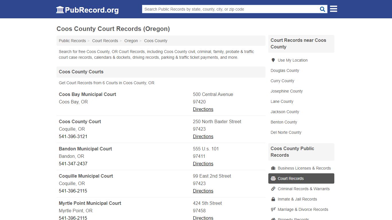 Free Coos County Court Records (Oregon Court Records) - PubRecord.org