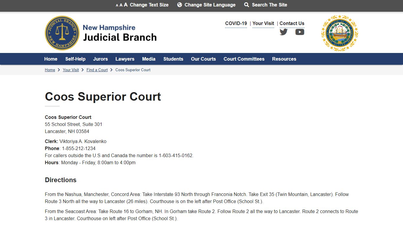 Coos Superior Court | New Hampshire Judicial Branch